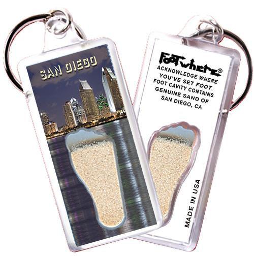 San Diego FootWhere® Souvenir Keychain. Made in USA-FootWhere® Souvenirs