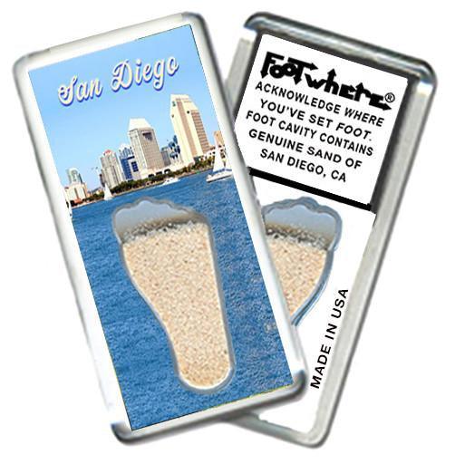 San Diego FootWhere® Souvenir Fridge Magnet. Made in USA-FootWhere® Souvenirs