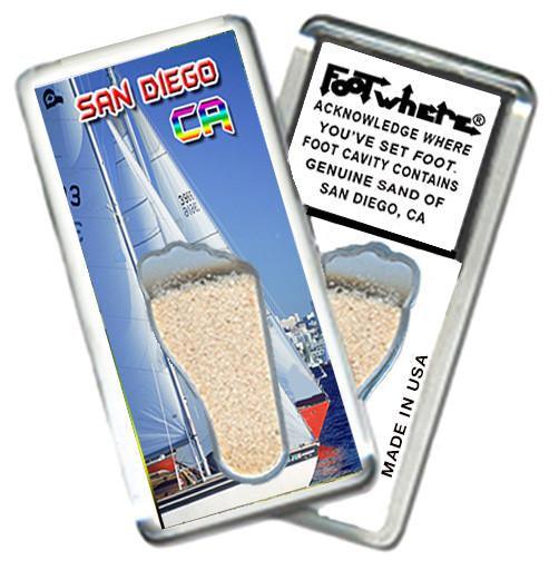 San Diego FootWhere® Souvenir Fridge Magnet. Made in USA-FootWhere® Souvenirs