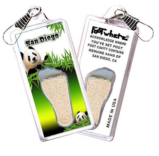 San Diego FootWhere® Souvenir Zipper-Pull. Made in USA-FootWhere® Souvenirs