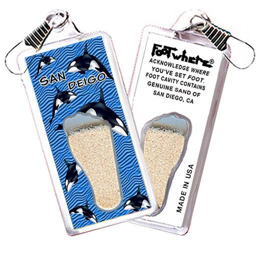 San Diego FootWhere® Souvenir Zipper-Pull. Made in USA-FootWhere® Souvenirs