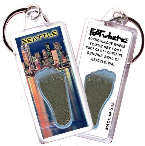 Seattle FootWhere® Souvenir Keychain. Made in USA-FootWhere® Souvenirs