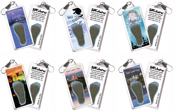Salt Lake City FootWhere® Souvenir Zipper-Pulls. 6 Piece Set. Made in USA - FootWhere® Souvenir Shop