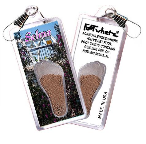 Selma, AL FootWhere® Souvenir Zipper-Pull. Made in USA-FootWhere® Souvenirs