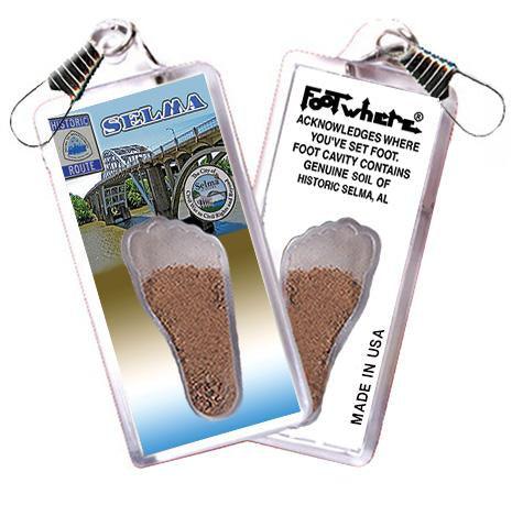 Selma, AL FootWhere® Souvenir Zipper-Pull. Made in USA-FootWhere® Souvenirs