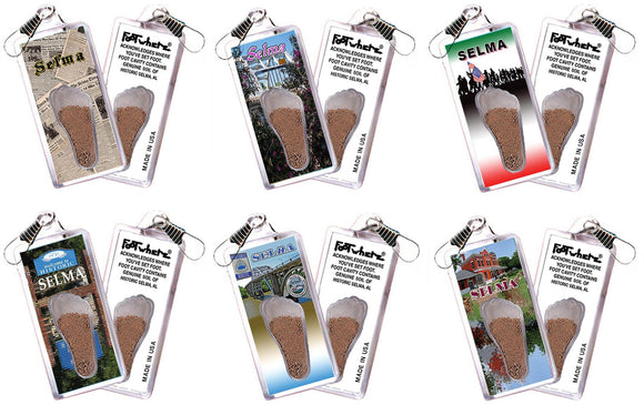 Selma FootWhere® Souvenir Zipper-Pulls. 6 Piece Set. Made in USA-FootWhere® Souvenirs