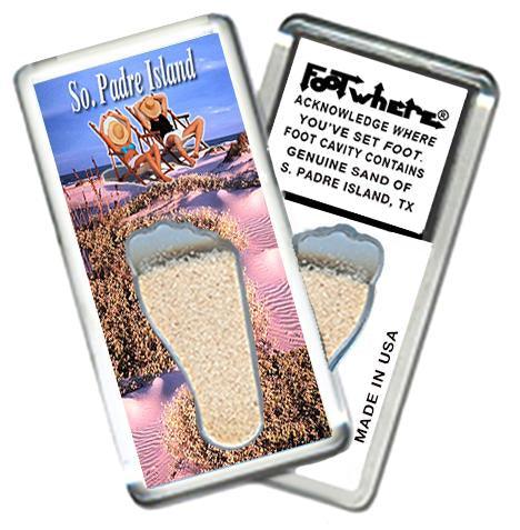 South Padre, TX FootWhere® Souvenir Fridge Magnet. Made in USA-FootWhere® Souvenirs