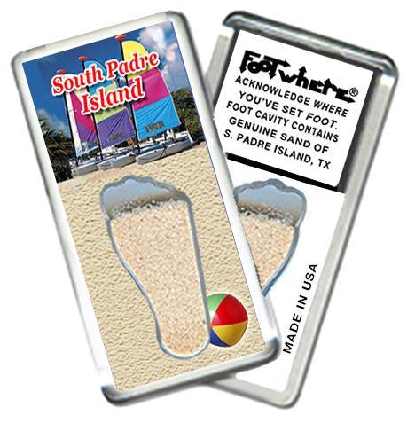 South Padre, TX FootWhere® Souvenir Fridge Magnet. Made in USA-FootWhere® Souvenirs