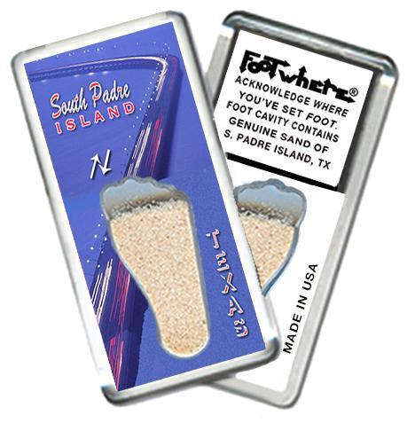 South Padre, TX FootWhere® Souvenir Fridge Magnet. Made in USA-FootWhere® Souvenirs