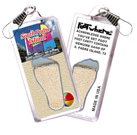 South Padre Island FootWhere® Souvenir Zipper-Pull. Made in USA-FootWhere® Souvenirs