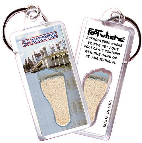 St. Augustine FootWhere® Souvenir Keychain. Made in USA-FootWhere® Souvenirs