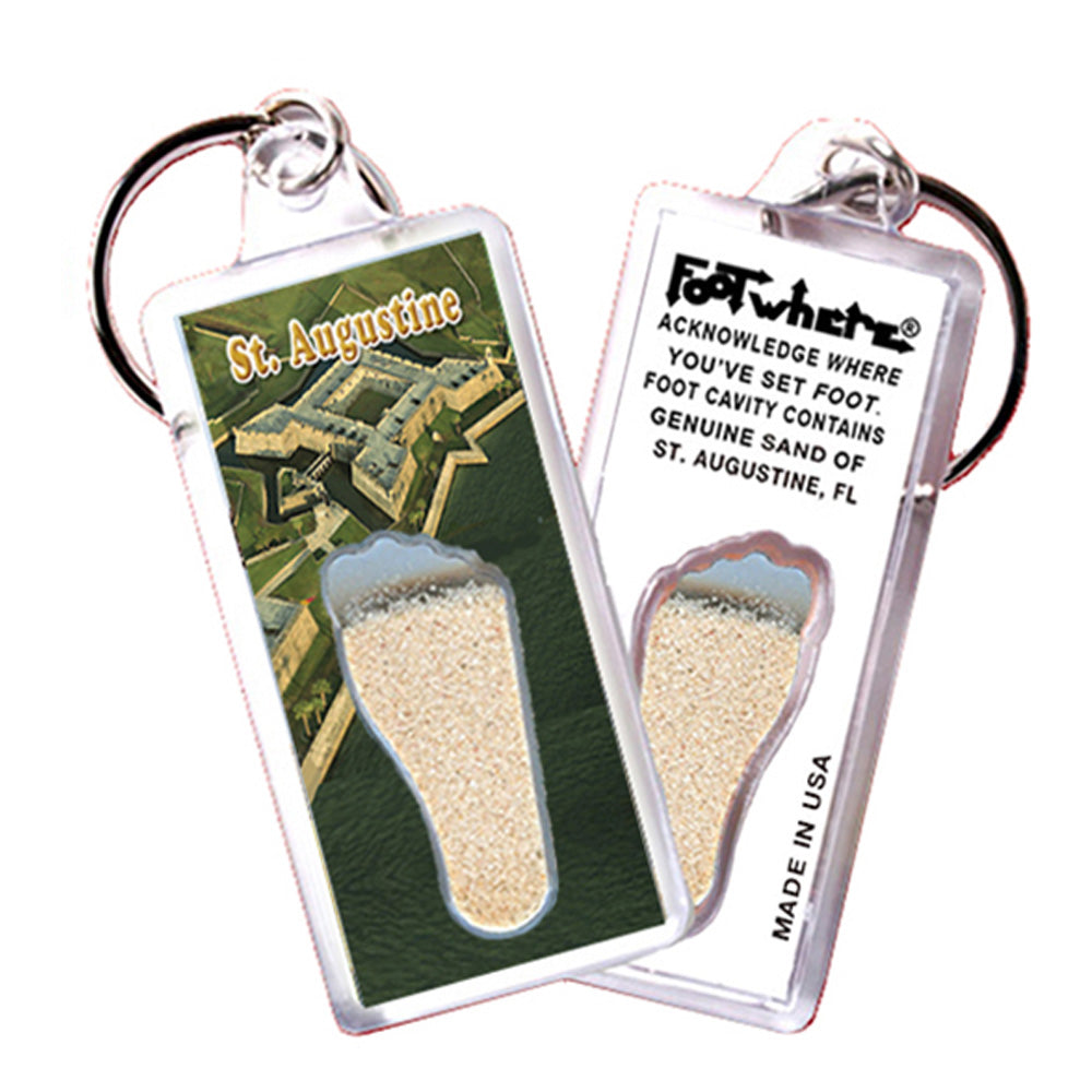 St. Augustine FootWhere® Souvenir Keychain. 72 pieces / 6 assorted styles.