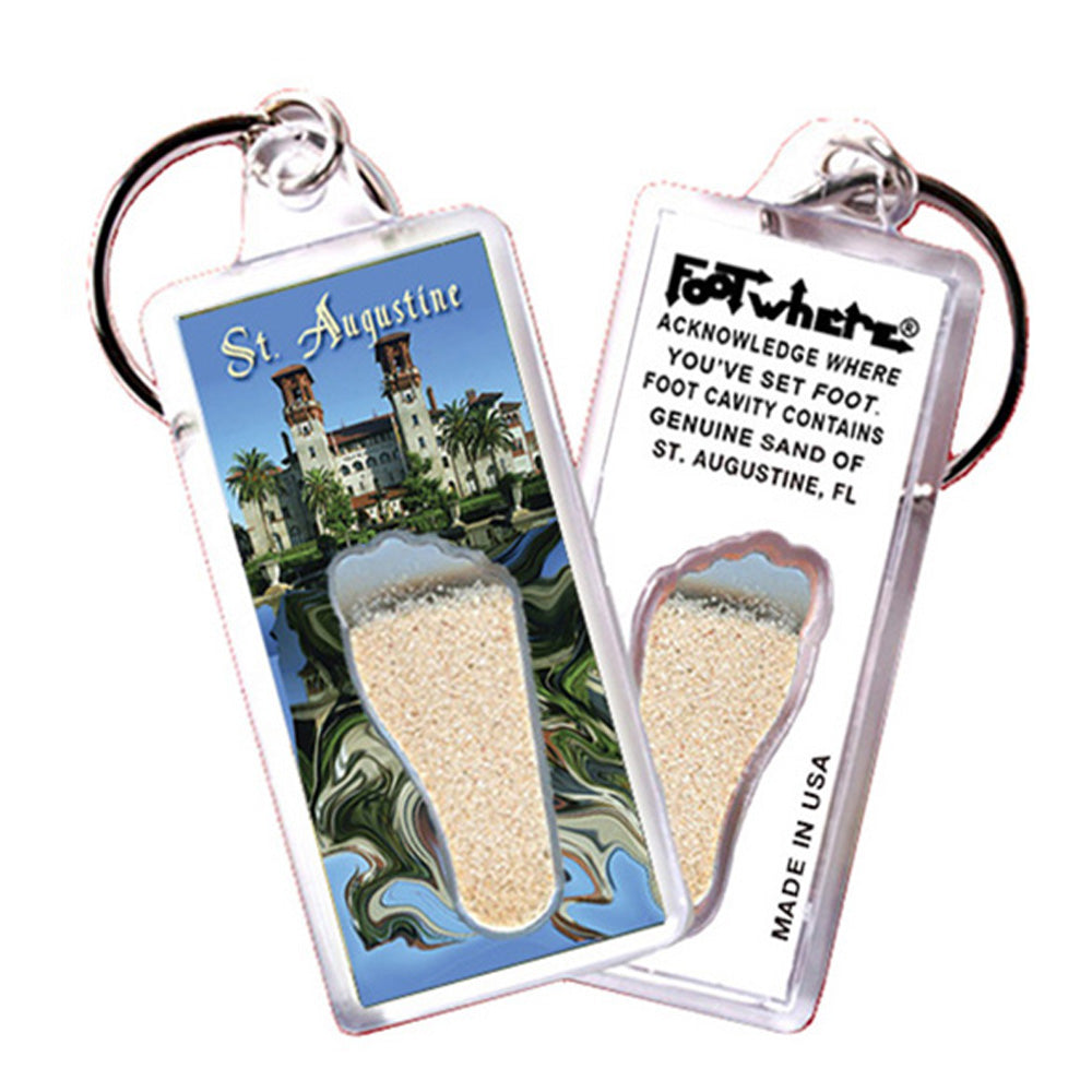 St. Augustine FootWhere® Souvenir Keychain. 72 pieces / 6 assorted styles.