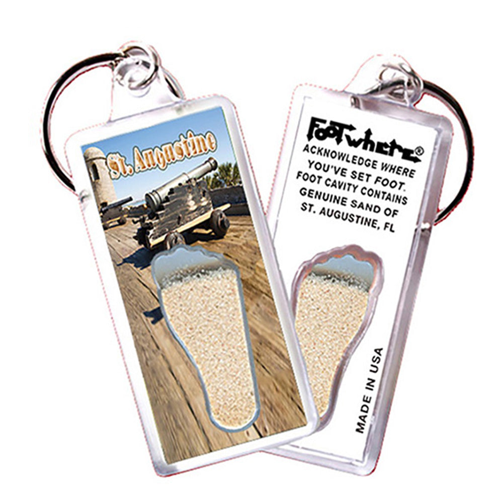 St. Augustine FootWhere® Souvenir Keychain. 72 pieces / 6 assorted styles.
