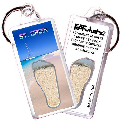 St. Croix, U.S.V.I. FootWhere® Souvenir Key Chain. 72 pieces/6 assorted styles.-FootWhere® Souvenirs