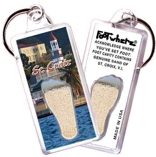 St. Croix FootWhere® Souvenir Keychains. 6 Piece Set. Made in USA - FootWhere® Souvenir Shop
