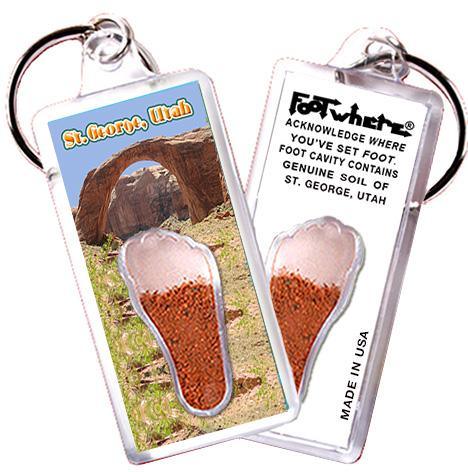 St. George, UT FootWhere® Souvenir Keychain. Made in USA-FootWhere® Souvenirs