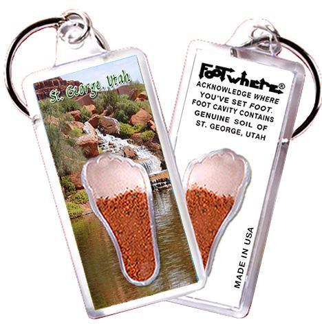 St. George, UT FootWhere® Souvenir Keychain. Made in USA-FootWhere® Souvenirs