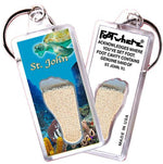 Load image into Gallery viewer, St. John, V.I. FootWhere® Souvenir Keychain. 72 pieces/6 assorted styles.-FootWhere® Souvenirs

