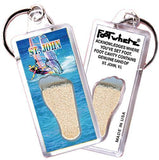 St. John, V.I. FootWhere® Souvenir Keychain. Made in USA-FootWhere® Souvenirs
