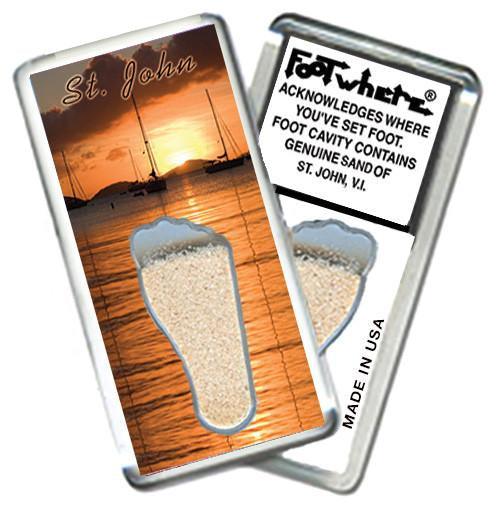 St. John, V. I. FootWhere® Souvenir Magnet. Made in USA-FootWhere® Souvenirs
