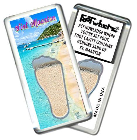 Sint Maarten FootWhere® Souvenir Fridge Magnet. Made in USA-FootWhere® Souvenirs