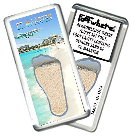 Sint Maarten FootWhere® Souvenir Fridge Magnet. Made in USA-FootWhere® Souvenirs