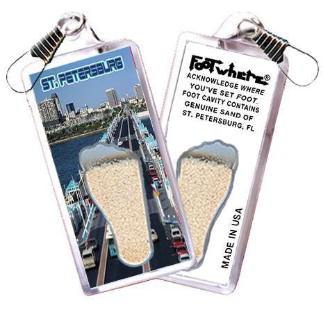 St Petersburg, FL FootWhere® Souvenir Zipper-Pull. Made in USA-FootWhere® Souvenirs