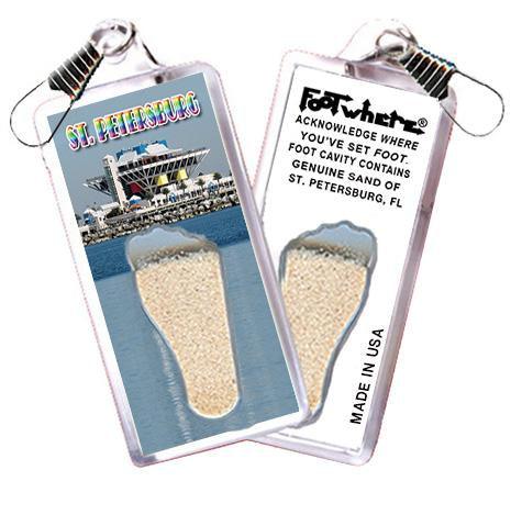 St Petersburg, FL FootWhere® Souvenir Zipper-Pull. Made in USA-FootWhere® Souvenirs
