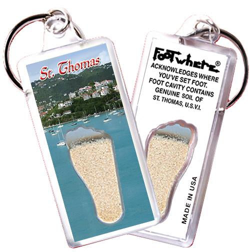 St. Thomas, V.I. FootWhere® Souvenir Key Chain. 72 pieces/6 assorted styles.-FootWhere® Souvenirs