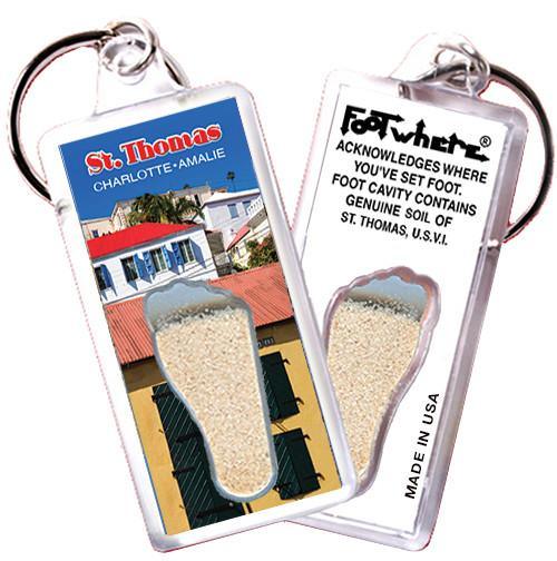 St. Thomas, V.I. FootWhere® Souvenir Key Chain. Made in USA-FootWhere® Souvenirs