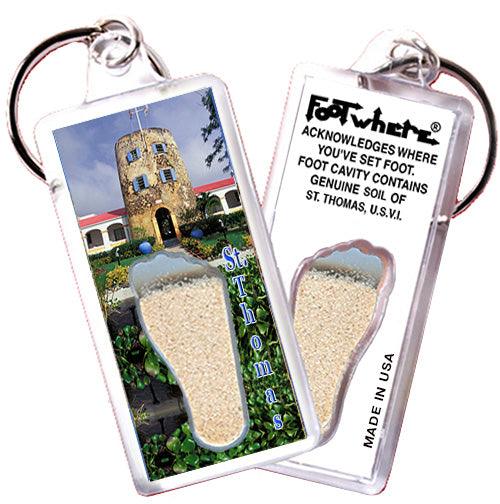 St. Thomas FootWhere® Souvenir Keychains. 6 Piece Set. Made in USA - FootWhere® Souvenir Shop