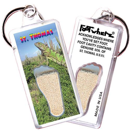 St. Thomas, V.I. FootWhere® Souvenir Key Chain. 72 pieces/6 assorted styles.-FootWhere® Souvenirs
