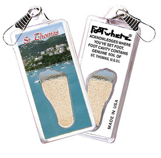St. Thomas, V.I. FootWhere® Souvenir Zipper-Pull. Made in USA-FootWhere® Souvenirs