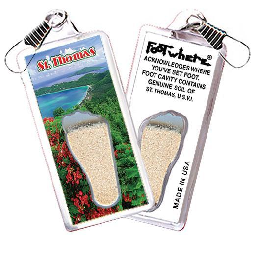 St. Thomas, V.I. FootWhere® Souvenir Zipper-Pull. Made in USA-FootWhere® Souvenirs