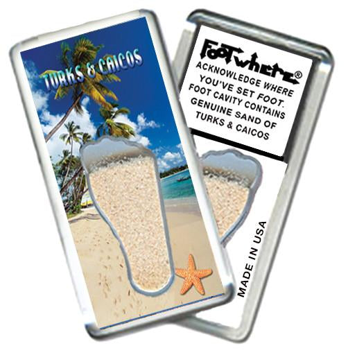 Turks & Caicos FootWhere® Souvenir Magnet. pieces/6 assorted styles.-FootWhere® Souvenirs