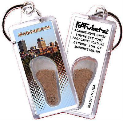 New Hampshire FootWhere® Souvenir Keychain. Made in USA-FootWhere® Souvenirs