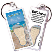 Turks & Caicos FootWhere® Souvenir Keychains. 6 Piece Set. Made in USA - FootWhere® Souvenir Shop
