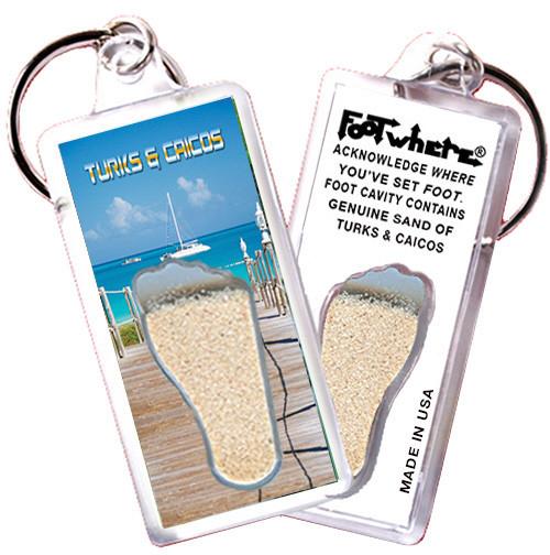 Turks & Caicos FootWhere® Souvenir Keychain. 72 pieces/ 6 assorted styles.-FootWhere® Souvenirs