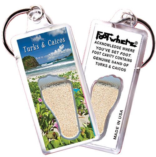 Turks & Caicos FootWhere® Souvenir Keychain. 72 pieces/ 6 assorted styles.-FootWhere® Souvenirs