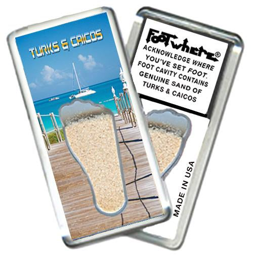 Turks & Caicos FootWhere® Souvenir Magnet. pieces/6 assorted styles.-FootWhere® Souvenirs