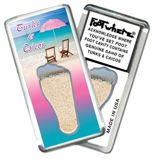 Turks & Caicos FootWhere® Souvenir Magnet. pieces/6 assorted styles.-FootWhere® Souvenirs