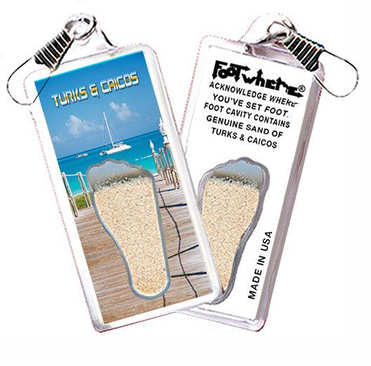 Turks & Caicos FootWhere® Souvenir Zipper-Pulls. 6 Piece Set. Made in USA - FootWhere® Souvenir Shop