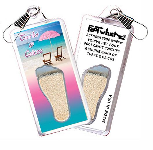 Turks & Caicos FootWhere® Souvenir Zipper-Pull. 72 pieces/6 assorted styles.-FootWhere® Souvenirs