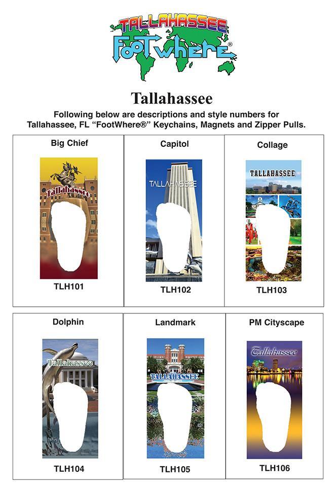 Tallahasse, FL FootWhere® Souvenir Zipper-Pull. Made in USA-FootWhere® Souvenirs
