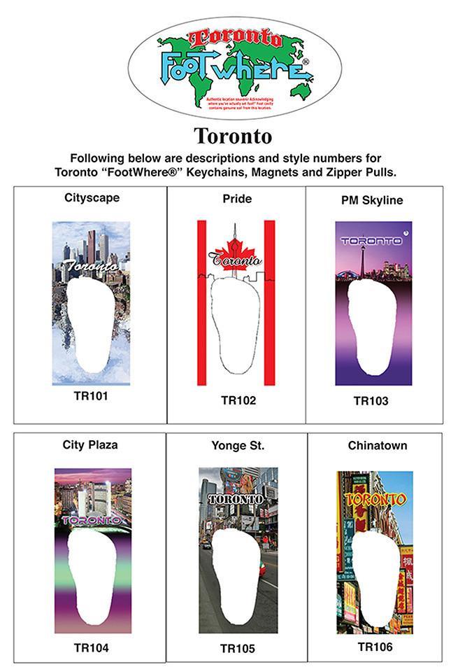 Toronto FootWhere® Souvenir Zipper-Pull. Made in USA-FootWhere® Souvenirs