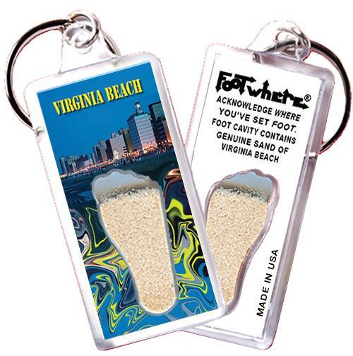 Virginia Beach FootWhere® Souvenir Keychain. Made in USA-FootWhere® Souvenirs