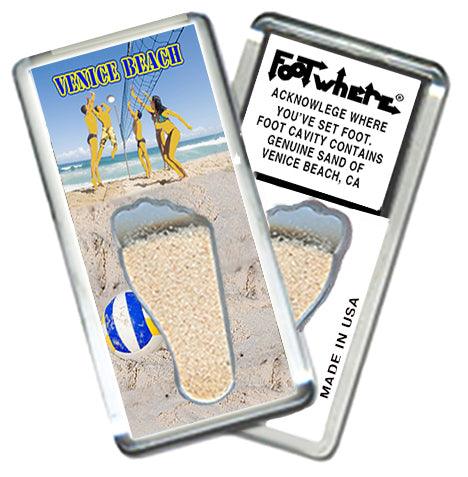 Venice Beach FootWhere® Souvenir Keychains Fridge Magnets. 6 Piece Set. Made in USA - FootWhere® Souvenir Shop