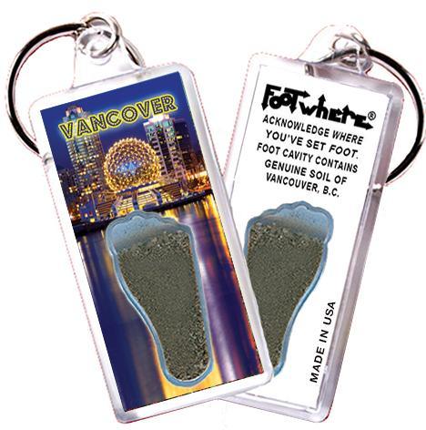 Vancouver FootWhere® Souvenir Keychain. Made in USA-FootWhere® Souvenirs