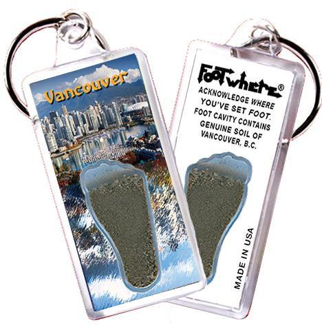 Vancouver FootWhere® Souvenir Keychain. Made in USA-FootWhere® Souvenirs